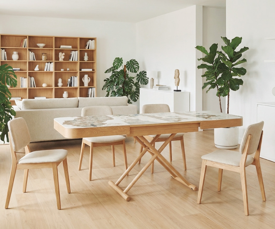 Mesa centro elevable y extensible